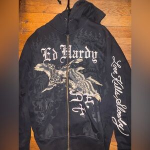Ed Hardy Black Hoodie with Graphic Design